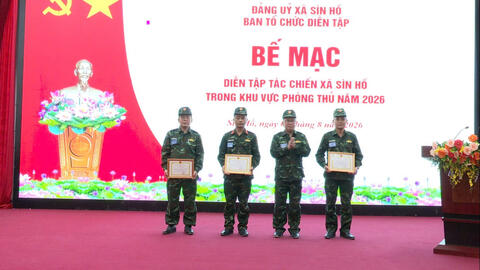 Cuộc diễn tập tác chiến xã Sìn Hồ trong khu vực phòng thủ năm 2026 xếp loại xuất sắc